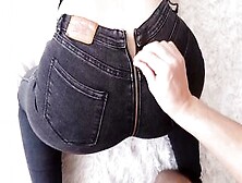 Rough Pounded Long Butt Inside Jeans!