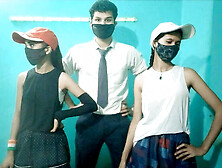 Desi boxing girls threesome with trainer BBC hardcore sex - Indian student fucked by teacher Hindi audio