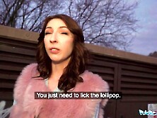 Public Agent Chanel Kiss  sucker is taken from behind after giving a worldclass oral job