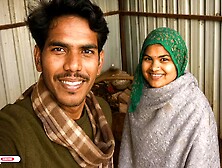 Husband Wife Of Indian Desi Village Enjoying In The Field In Winter And Also Kissing By -snapchat143