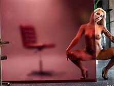 Sensual blonde with big boobs AbbyQ shows off her goods