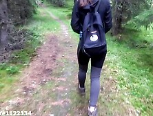 Hiking adventures Screwing Bubble Ass hiker next to the tree with Cumhot on her Booty