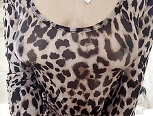 Soaked vs. Dry White Sheer Costume and Sheer Leopard Print Shirt.