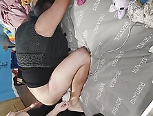 My Bitch Shaved Her Legs For Her Subscribers.   A Beautiful Lady In Her Black Dress Pleases Her Subscribers.