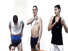 Cool Naked Young Fellows Frolicking Basketball!