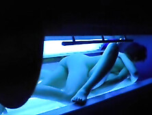 Zoomed-in doggie fuck on tanning bed