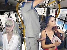 Pervert gets on the bus and rubs against women in public!