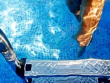 Pool masturbation summer compilation - Exhibitionist pair - Risk of being caught