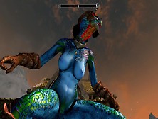 Skyrim,  Naked Blue Argonian