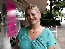 Blonde German cougar rides big dick in rented room