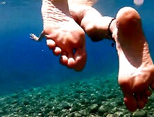Nudist masturbating at the Beach and underwater! Exhibitionist youthful gal show