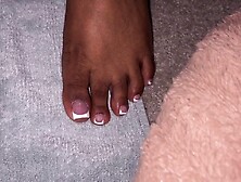 Black French Tip Toes Footjob