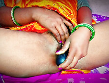 Horny housewife from the village enjoys vibrator pleasure inside her pussy