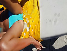 Gf Shows Pussy Lines And Cameltoe In Wet Bikini At The Pool