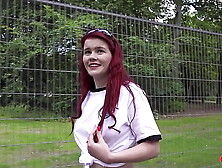GERMAN SCOUT - Strawberry blonde Football Fan Mia May Pickup for Public Anal Fuck at Public Viewing
