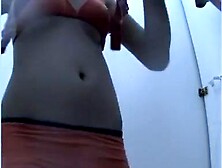 Cutie spied in beach cabin changing