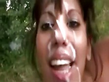 Jerking Horny Cock Showers Fresh Cum On Her Face