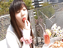 Ryo Asaka Arousing Asiatic Teenager Grips A Sultry Sprinkling