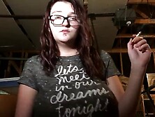 Hot Teen Babe Smokin In Garage