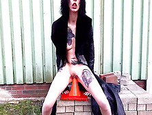 Slut Lucy Porks A Traffic Cone And A Dildo In Public