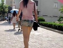 Street Candid Teen Ass Wrapped In Tiny Jeans Shorts