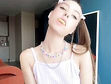 Bubblegum princess with small tits loves to blow