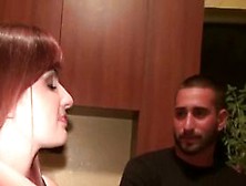 College bitch fellating hard shaft on knees