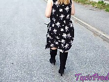 Gf Walks in her Delicious Suede Metal Tipped Boots