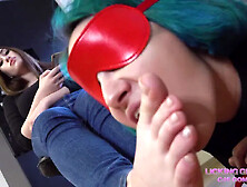 Blonde Brunette's Foot Fetish Passion in a Lesbian Domination