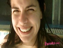 Orgasm in a swimming pool