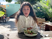 Jizz On A Slut's Face In A Public Cafe - She Eats Lunch With Sperm On Her Face! - Cumwalk