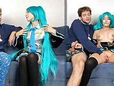 Hatsune Miku Fan Handjob and Fingering Her Pussy to Orgasm - Mutual Masturbat...
