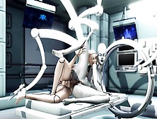 Alien lesbian sex in sci-fi lab Android plays with alien