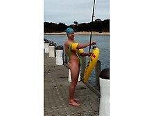 Guy's dick popping out of mankini