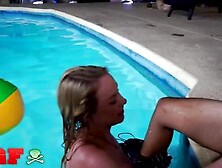 My Gf - Dixie Lynn Sucks Leo Valentino's Dick,  Then They Fuck Rough Right Next To The Pool