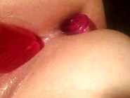 Pink Butt Plug And Dildo Solo Fun