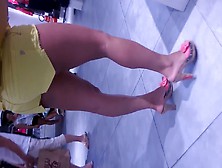 Public voyeur hidden camera looking for sexy provocative girls in candid mules