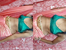 Desi Hot Bhabhiji Wearing Pink Saree In The Bedroom