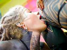 Split Tongue Lesbians Tattooed Anal Toy Play ATM Fuck