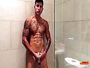 Youthful Buff Latino Erick Shower Wanking