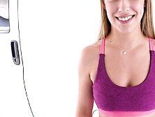 Blonde beauty in a sporty outfit gives head and fucks hard