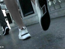 Upskirt - Brunette Babe in Black Skirt