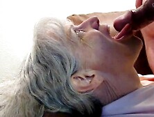 Grey haired granny fellatio and cum in her throat