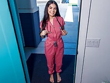 Flexible young brunette Angel Gostosa is feeling a long dick inside