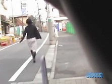 Confused slender Japanese babe gets surprised when encountering some sharking chap