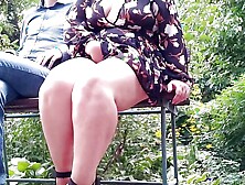 Slutty Mother-In-Law Spreads Her Legs Wide To Pee In A Public Park