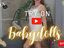 Babydoll Dress Lingerie Try-On Haul  Best 4K Mirror View  Natural Petite Redhead Leverageurassets 21