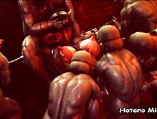 Big Booty White Slut Fucked Hard By Goblin Gangbang - Intense Creampie & Cum-Swallowing Orgy