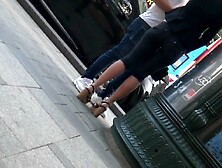 candid hot ass an wedges heels