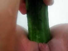 Squirting On Cucumber In The Bathtub